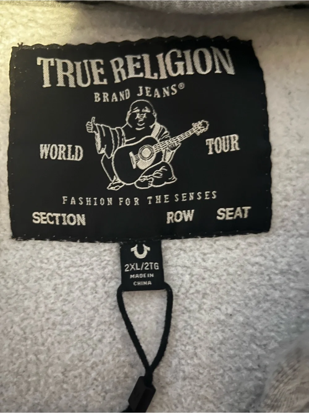 True Religion Gray and Black Graphic Puffer Jacket